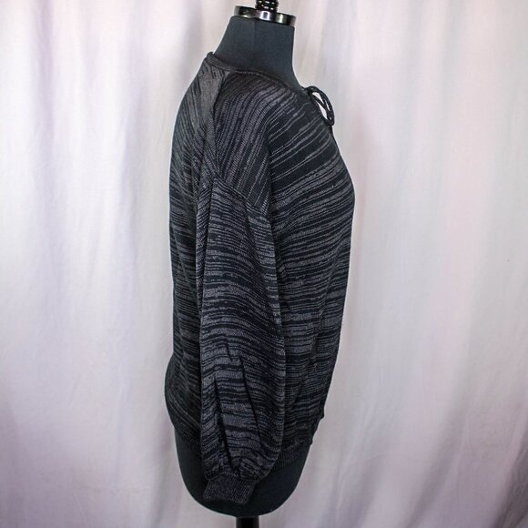 GAP Sweater Top Knit Black Gray Tie Front V Neckline Size S Tall - Picture 2 of 4